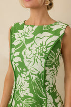 Women's A Beautiful Becoming Green Floral Print Sleeveless Midi Dress | 100% Polyester 2