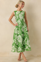 Women's A Beautiful Becoming Green Floral Print Sleeveless Midi Dress | 100% Polyester 5
