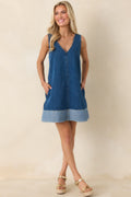Women's A Subtle Statement Medium Wash Cotton Denim Mini Dress | 90% Cotton & 10% Polyester 0
