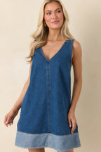 Women's A Subtle Statement Medium Wash Cotton Denim Mini Dress | 90% Cotton & 10% Polyester 4