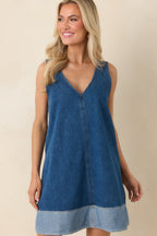Women's A Subtle Statement Medium Wash Cotton Denim Mini Dress | 90% Cotton & 10% Polyester 5