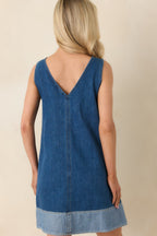 Women's A Subtle Statement Medium Wash Cotton Denim Mini Dress | 90% Cotton & 10% Polyester 7