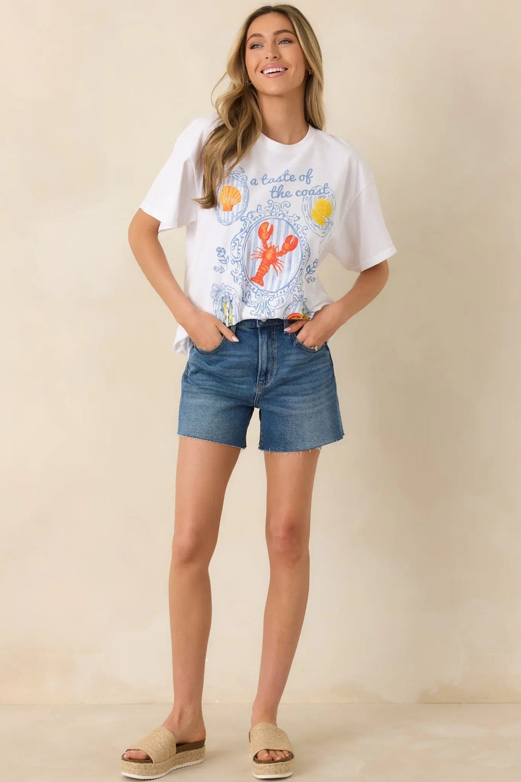 Women's A Taste Of The Coast White Cotton Coastal Graphic Tee | 100% Cotton 0