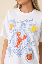 Women's A Taste Of The Coast White Cotton Coastal Graphic Tee | 100% Cotton 3