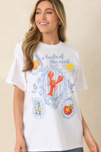 Women's A Taste Of The Coast White Cotton Coastal Graphic Tee | 100% Cotton 5