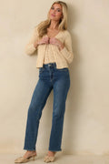 Women's Above All Else Ivory Pointelle Knit Button Up Cardigan | 52% Viscose 0