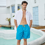 Active Swimwear | Men's Swim Trunks with Quick-Dry Fabric & Mesh Lining | Multi-Pocket Design for Beach Comfort 7