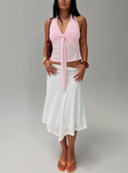 Women's Adrea Asymmetrical Midi Skirt White | Midi skirt with asymmetrical design 0