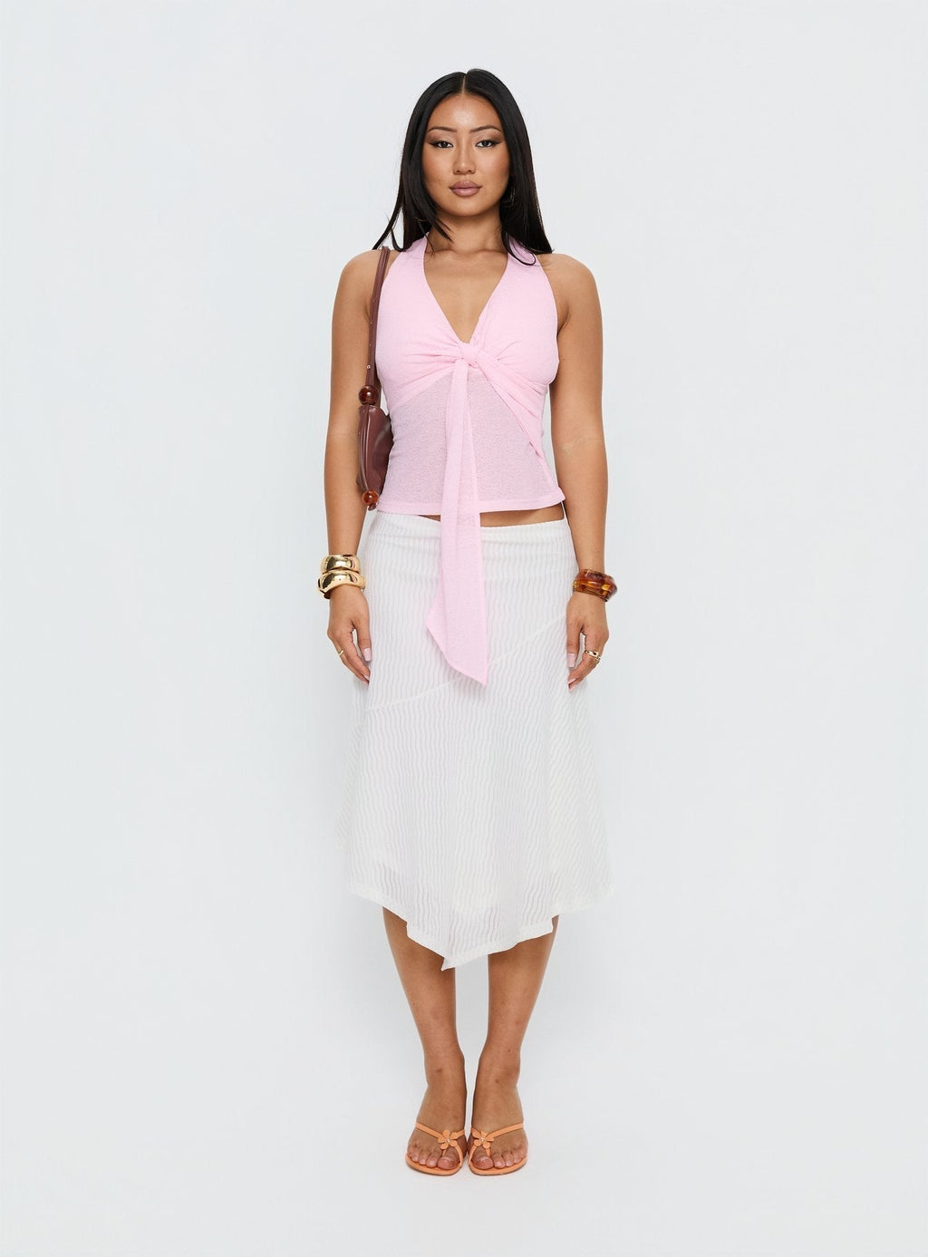Women's Adrea Asymmetrical Midi Skirt White | Midi skirt with asymmetrical design 6