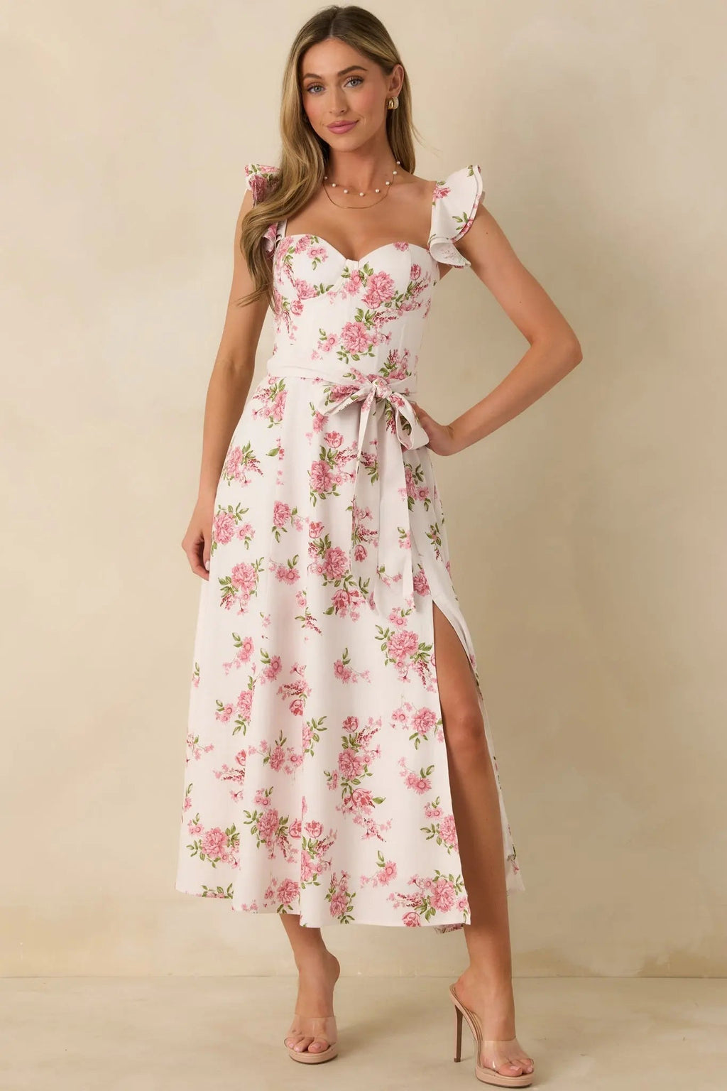 Women's Aimee Rose Pink Floral Bustier Maxi Dress | 83% Rayon 4