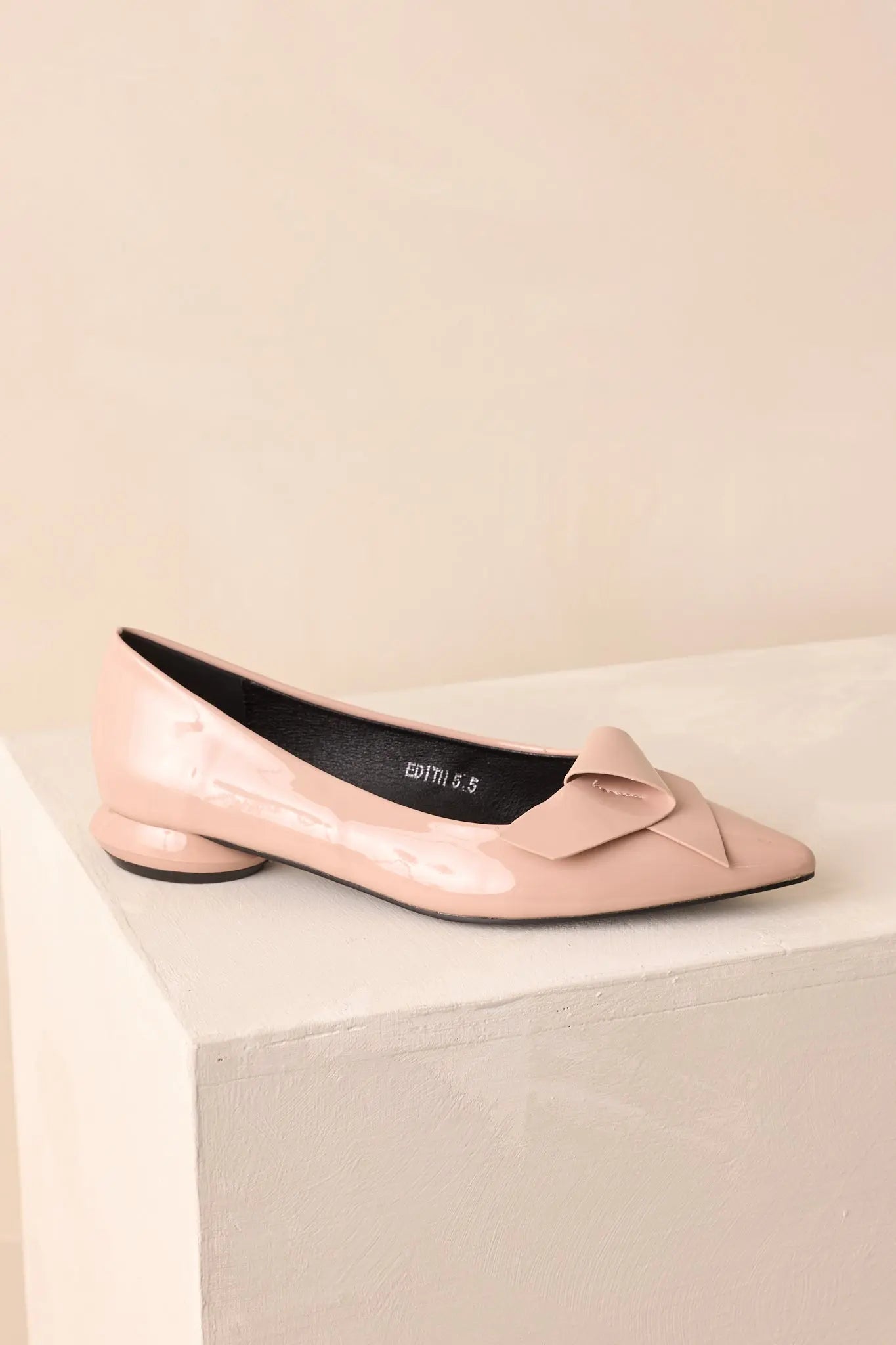 Women's All These Years Beige Patent Faux Leather Pointed Toe Flats | All Man Made Materials 4