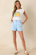 Women's Already on Vacation White Cotton Vacation Club Sleeveless Tee | 100% Cotton 4