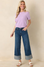 Women's Always A Favorite Lavender Short Sleeve Knit Top | 55% Viscose & 45% Nylon 2