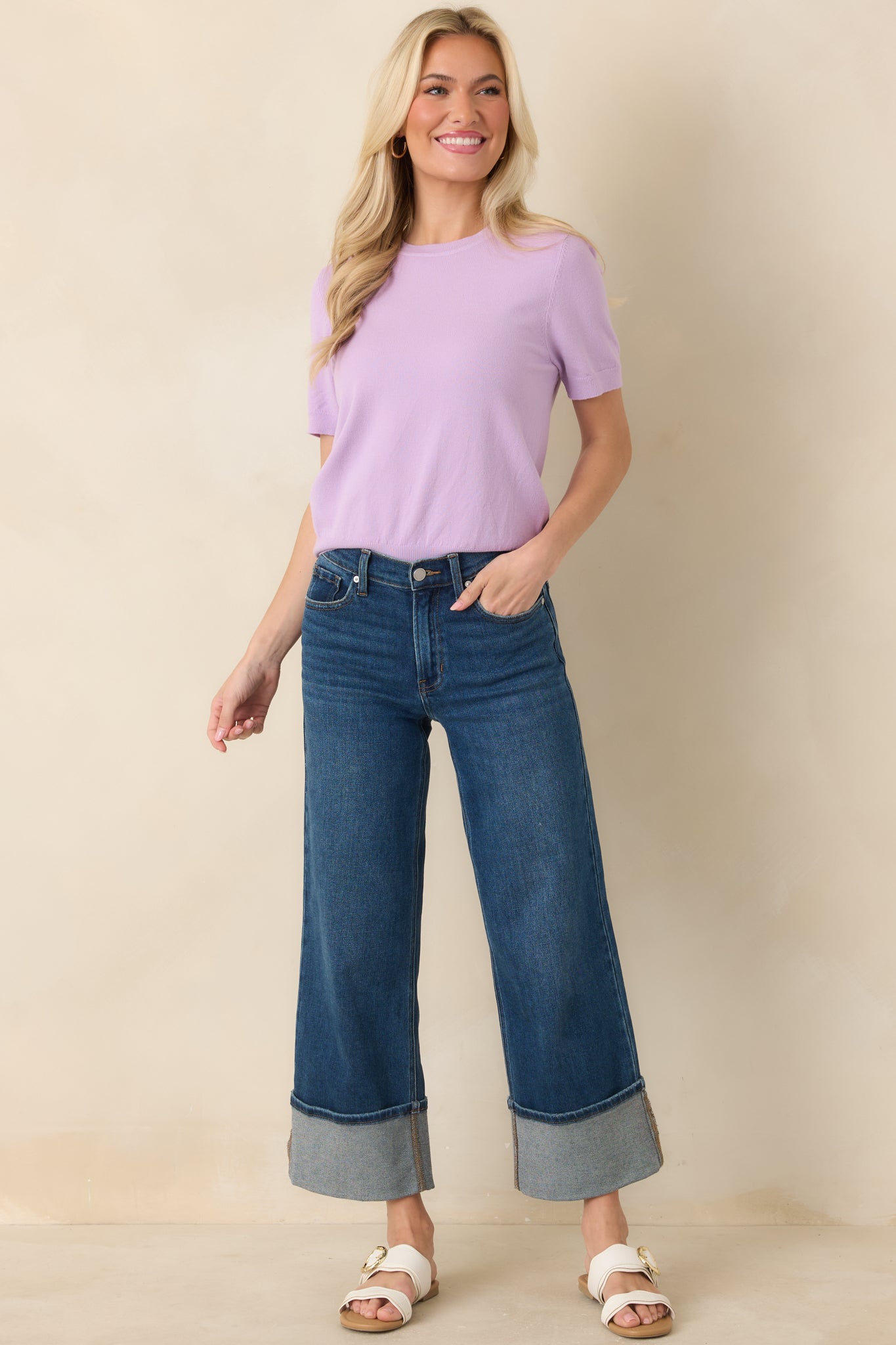 Women's Always A Favorite Lavender Short Sleeve Knit Top | 55% Viscose & 45% Nylon 2