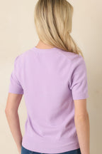Women's Always A Favorite Lavender Short Sleeve Knit Top | 55% Viscose & 45% Nylon 7