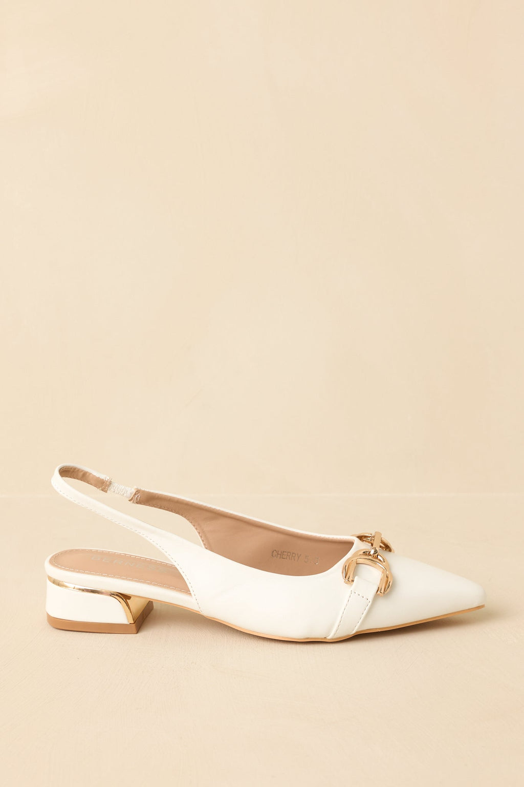 Women's Always Everything White Pointed Toe Slingback Low Block Heels | Heel measures 1" 2
