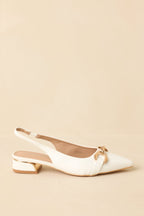 Women's Always Everything White Pointed Toe Slingback Low Block Heels | Heel measures 1" 2
