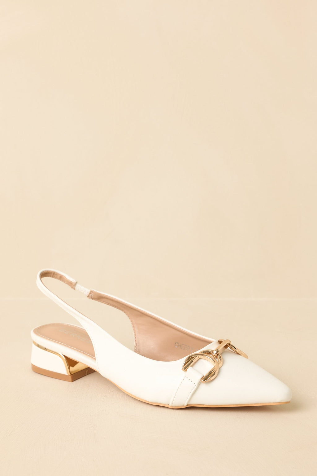 Women's Always Everything White Pointed Toe Slingback Low Block Heels | Heel measures 1" 3