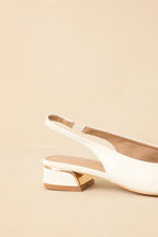Women's Always Everything White Pointed Toe Slingback Low Block Heels | Heel measures 1" 5