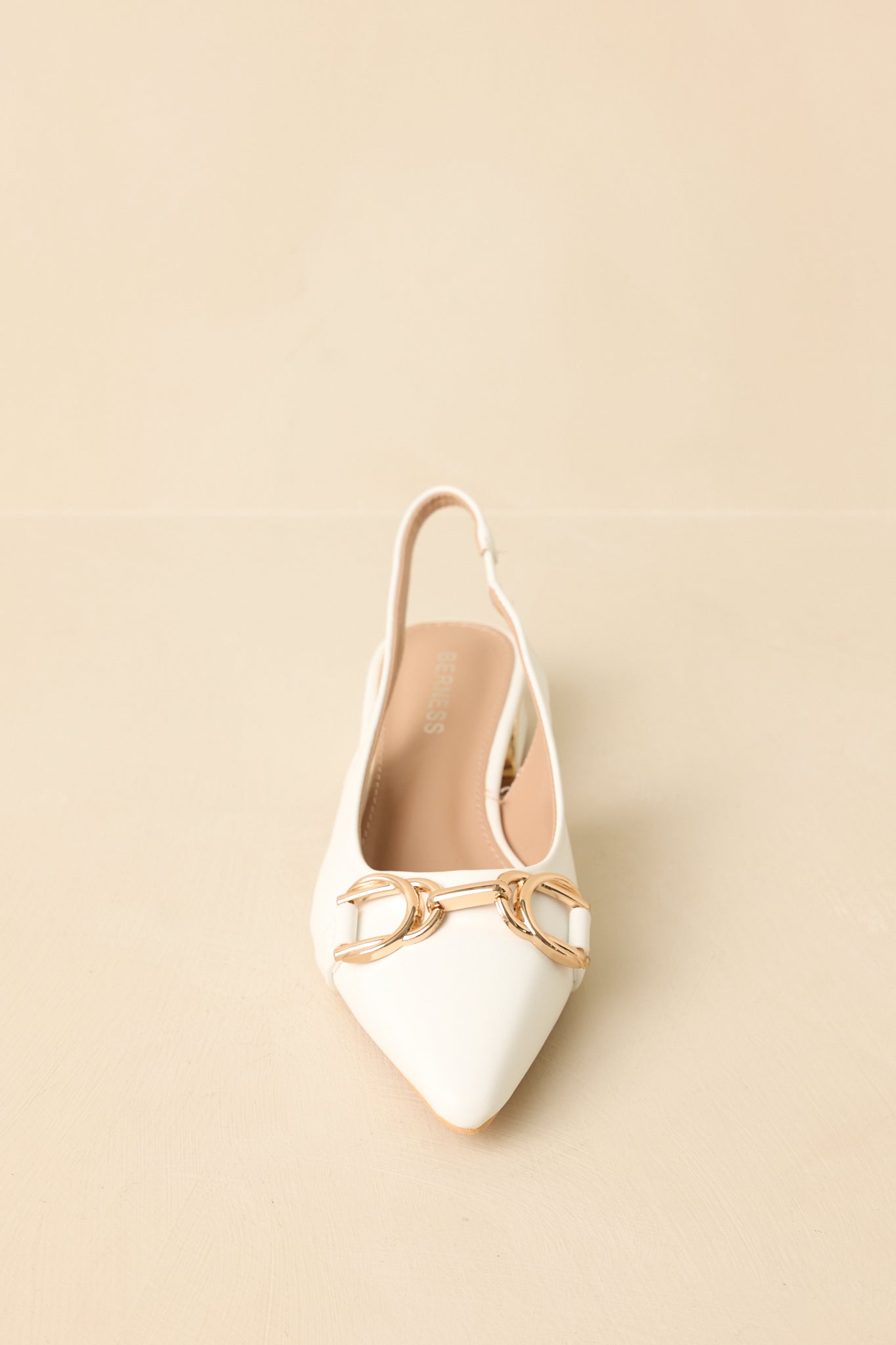 Women's Always Everything White Pointed Toe Slingback Low Block Heels | Heel measures 1" 6