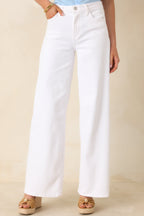 Women's Always In Style White High Rise Wide Leg Jeans | 81% Cotton 0