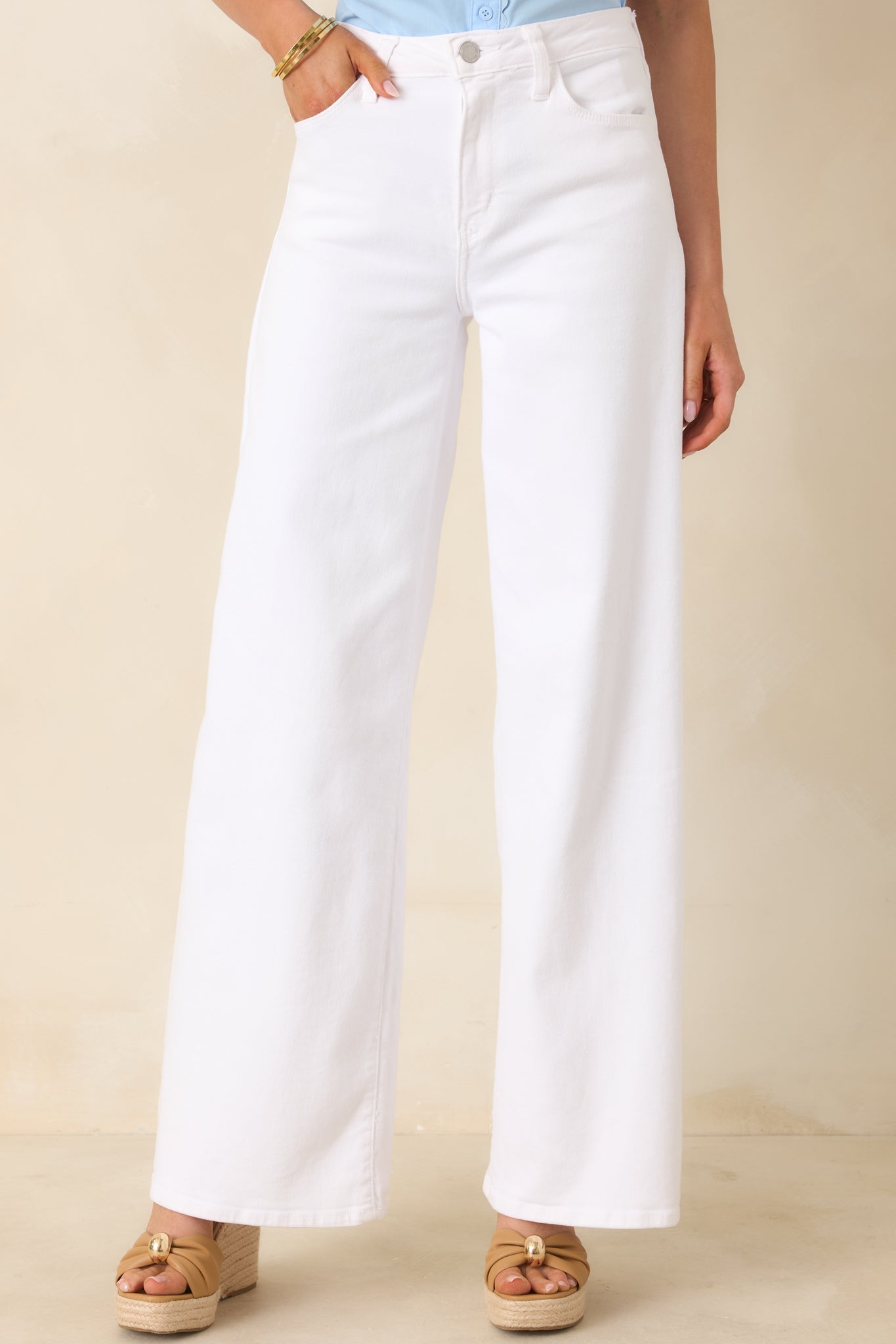 Women's Always In Style White High Rise Wide Leg Jeans | 81% Cotton 0