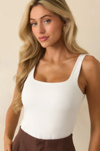 Women's Always My Best Ivory Square Neck Tank Bodysuit | 97% Polyester & 3% Spandex 3