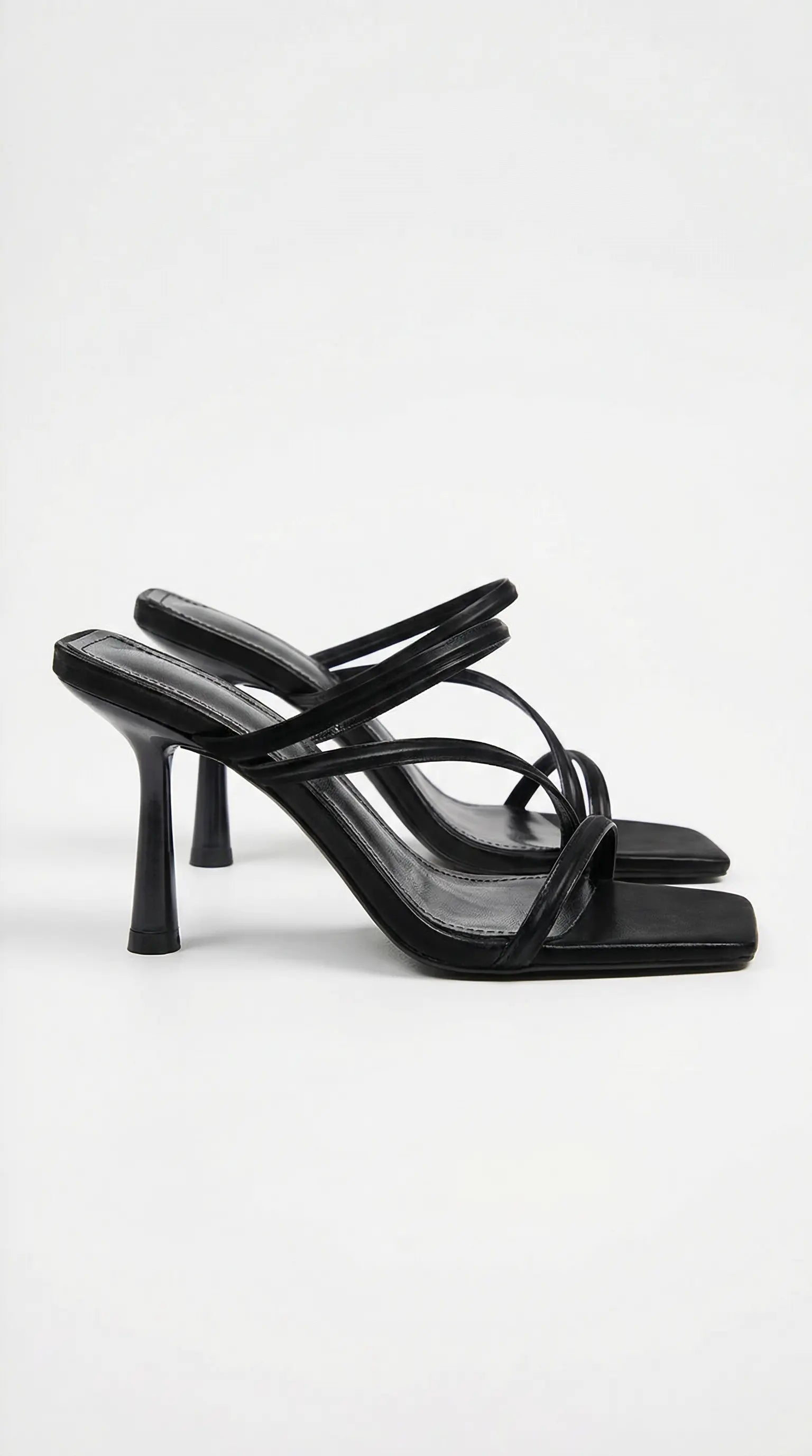 Women's Amanda Collection | Black Mules Shoes with Elegant Strappy Design | Chic Slip-On Heels for Effortless Style | Sl 3