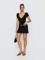 Women's Amia Lace Mini Skirt Black | Lace mini skirt in mid-rise 2