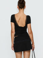 Women's Amia Lace Mini Skirt Black | Lace mini skirt in mid-rise 4