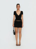 Women's Amia Lace Mini Skirt Black | Lace mini skirt in mid-rise 6