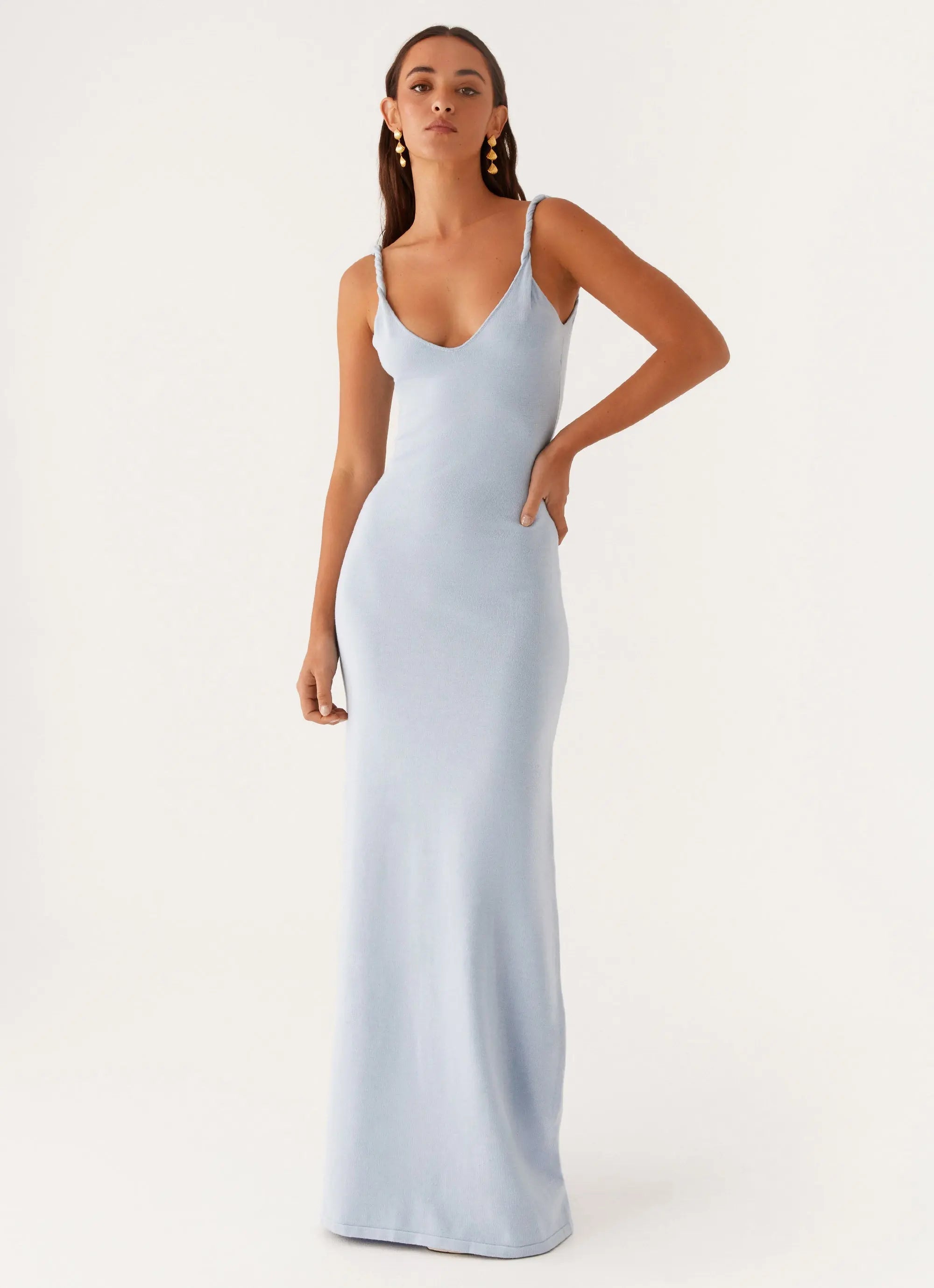 Women's Anastasia Collection | Maxi Dress for Women with Low V Neckline & Twisted Straps | Elegant Long Dress for Effort 5
