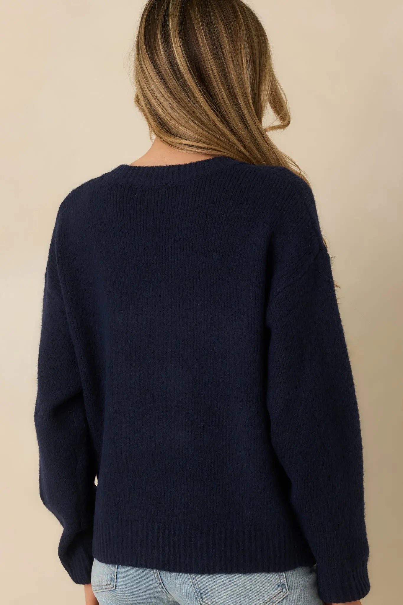 Women's Anchored in Style Navy Multi Knit Nautical V-Neck Sweater | 76% Polyester 7