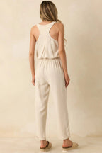 Women's Anywhere And Everywhere Natural Linen Blend Sleeveless Jumpsuit | 80% Rayon & 20% Linen 7