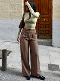 Women's Archer Pants Brown Lower Impact | High-rise straight leg pants 0
