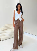 Women's Archer Pants Brown Lower Impact | High-rise straight leg pants 2