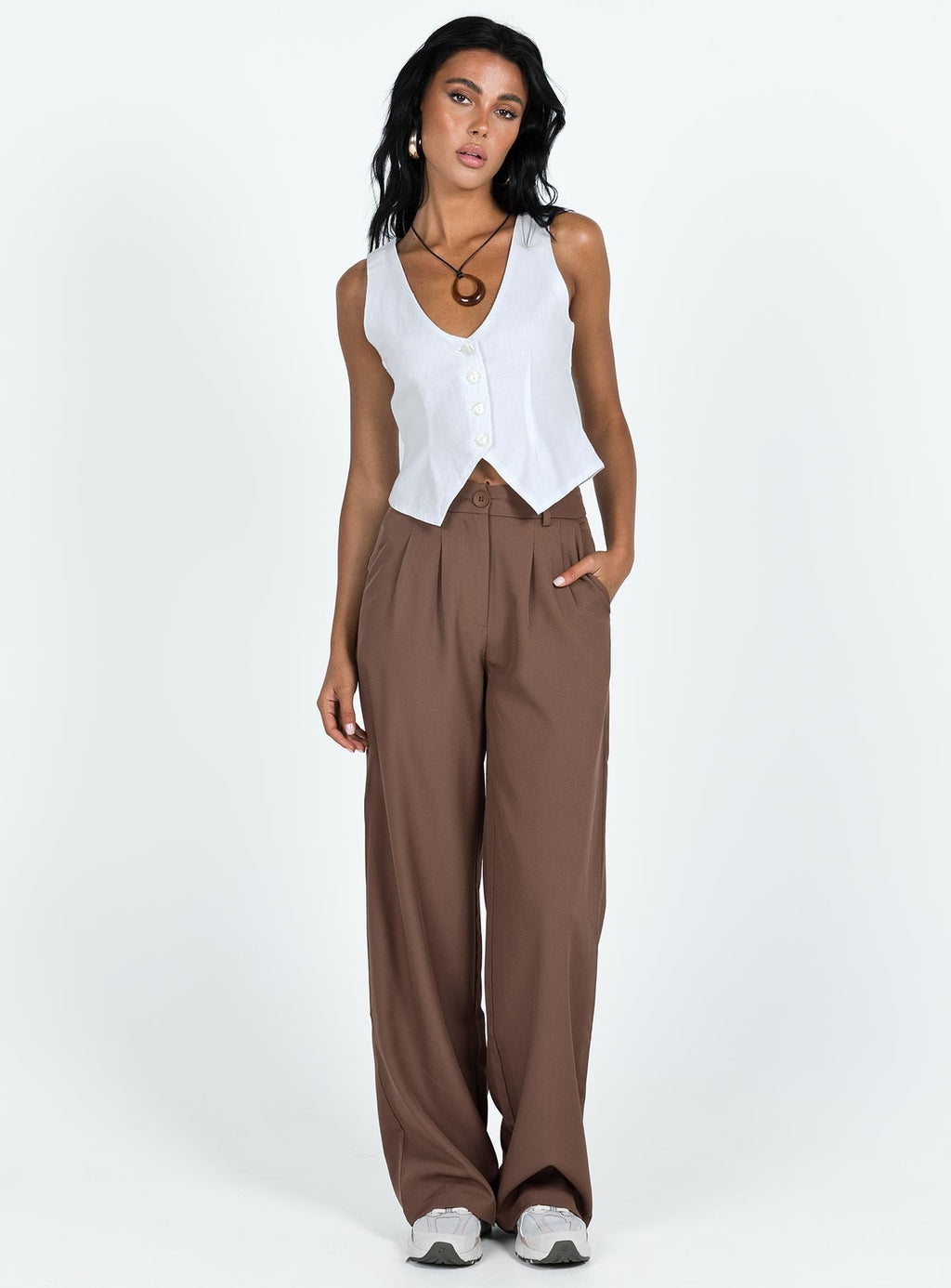 Women's Archer Pants Brown Lower Impact | High-rise straight leg pants 6