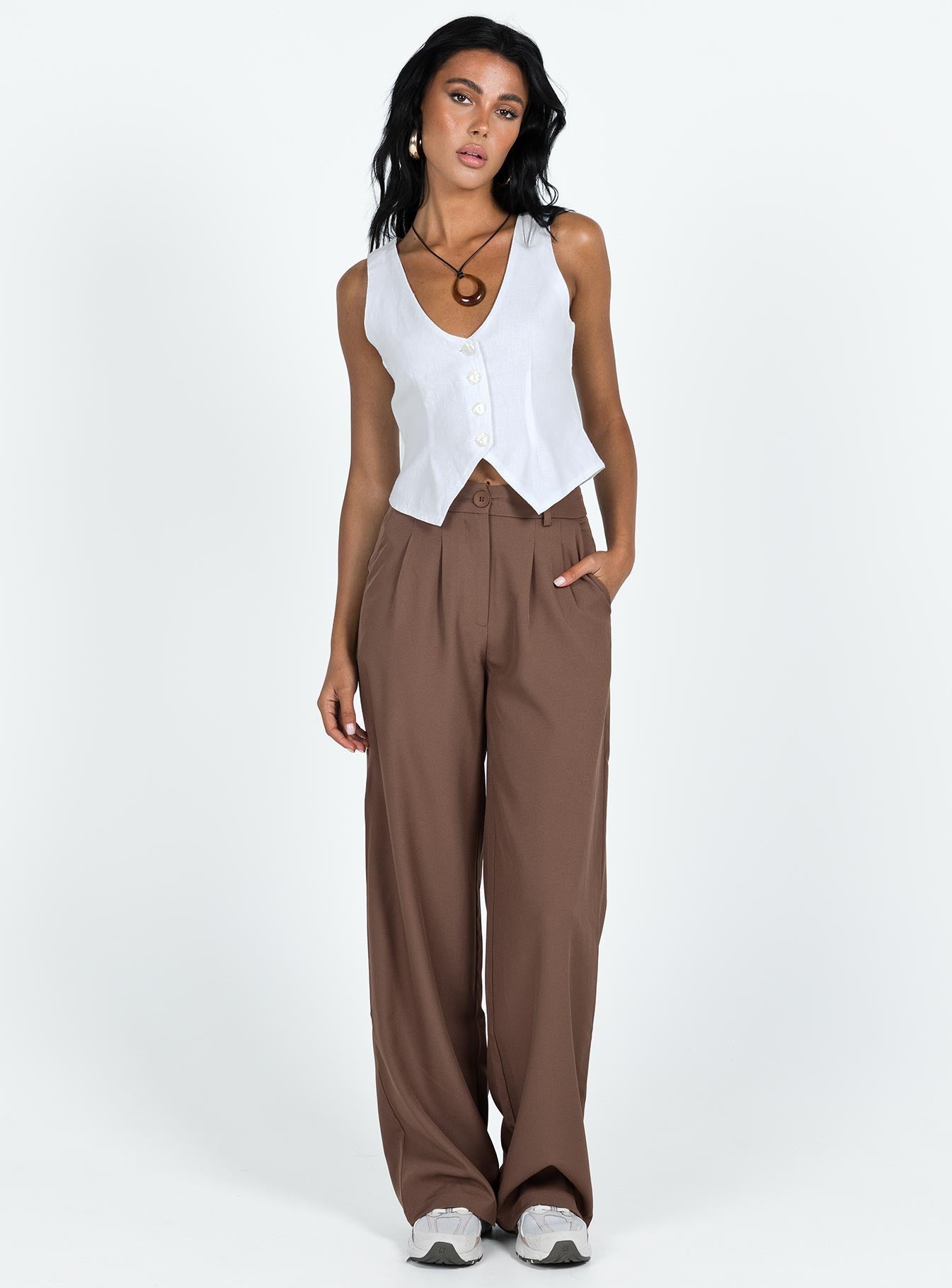 Women's Archer Pants Brown Lower Impact | High-rise straight leg pants 6