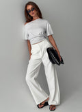 Women's Archer Pants White | High-rise straight leg tailored pants 0