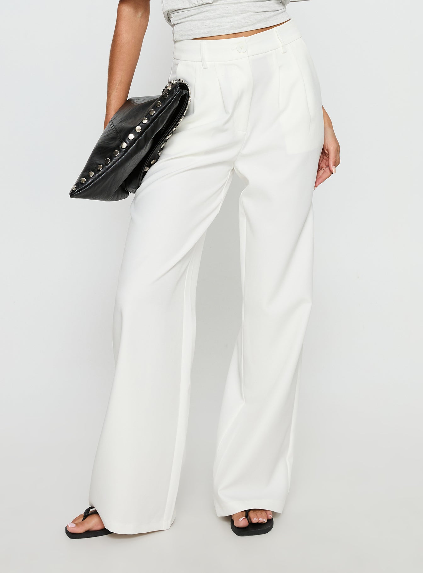 Women's Archer Pants White | High-rise straight leg tailored pants 1