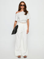 Women's Archer Pants White | High-rise straight leg tailored pants 6