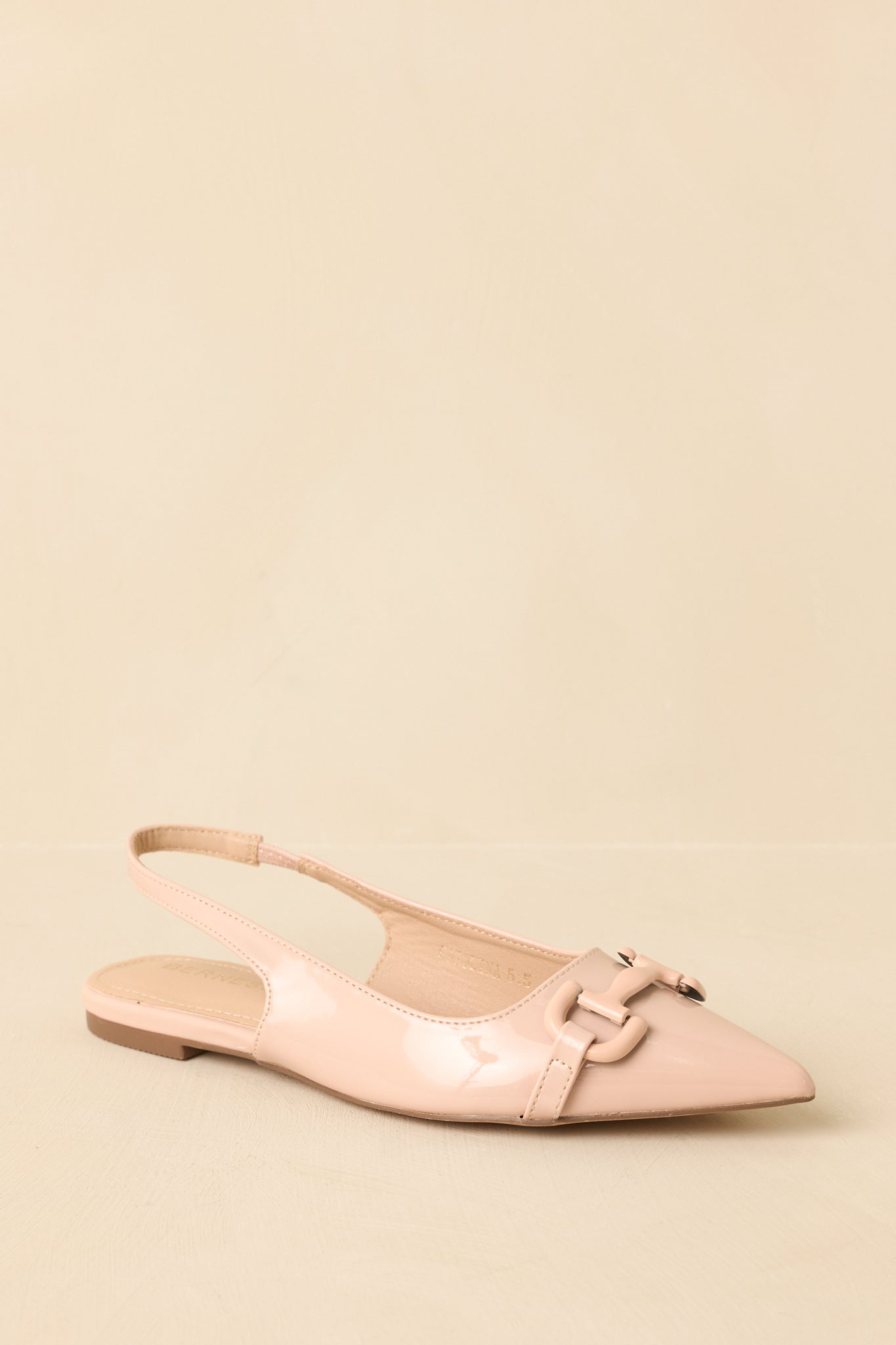 Women's As It Stands Light Beige Patent Pointed Toe Slingback Flats | All Man Made Materials 2