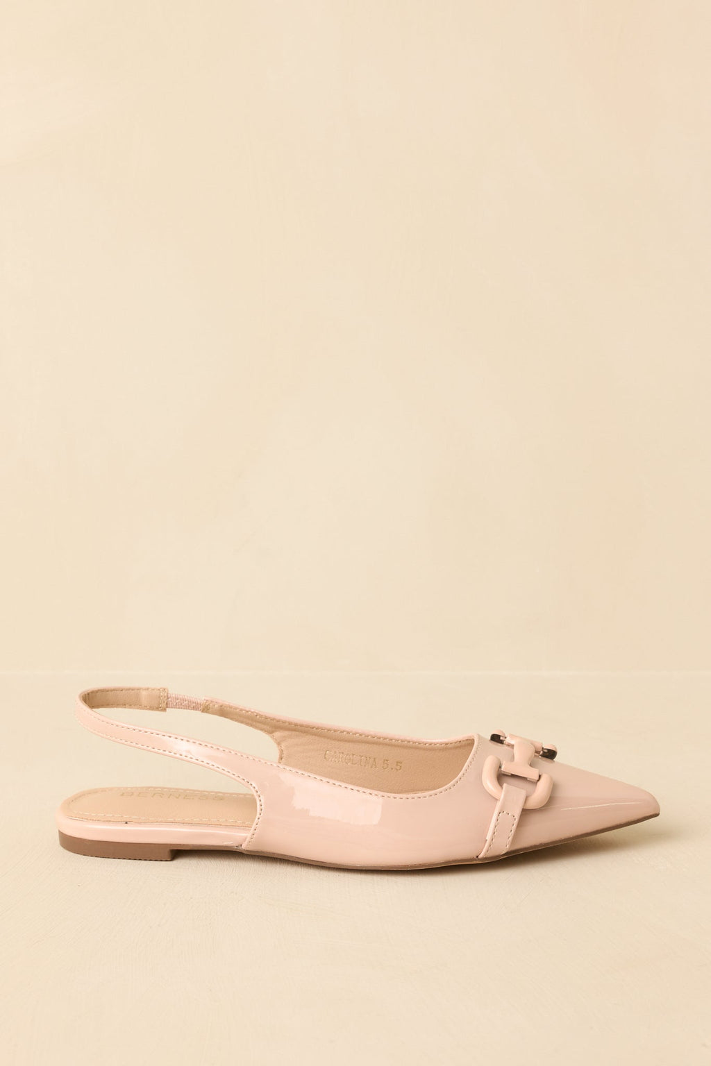 Women's As It Stands Light Beige Patent Pointed Toe Slingback Flats | All Man Made Materials 3