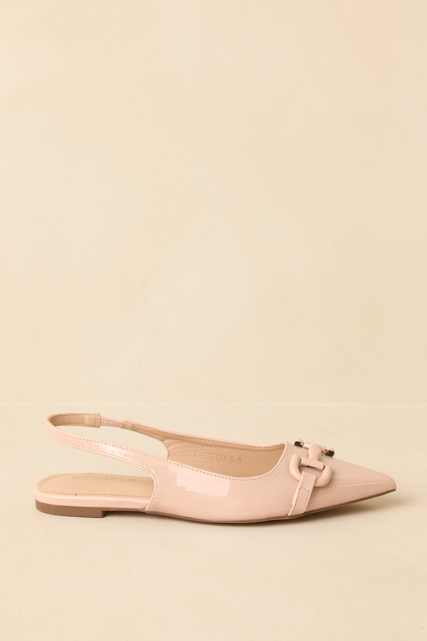 Women's As It Stands Light Beige Patent Pointed Toe Slingback Flats | All Man Made Materials 3