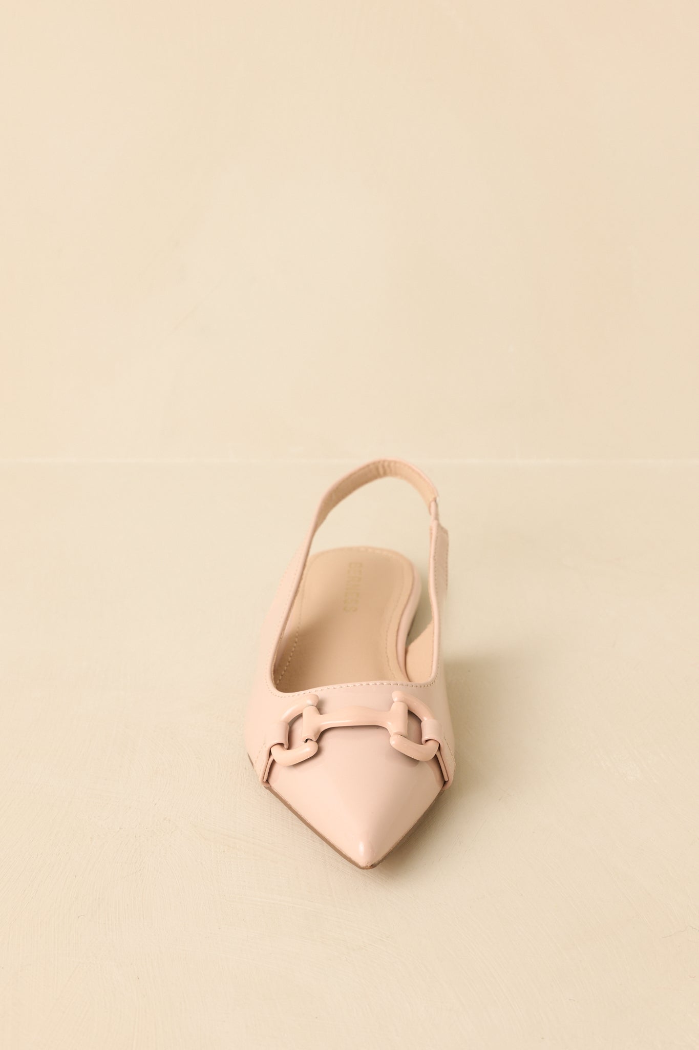 Women's As It Stands Light Beige Patent Pointed Toe Slingback Flats | All Man Made Materials 4