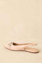 Women's As It Stands Light Beige Patent Pointed Toe Slingback Flats | All Man Made Materials 5