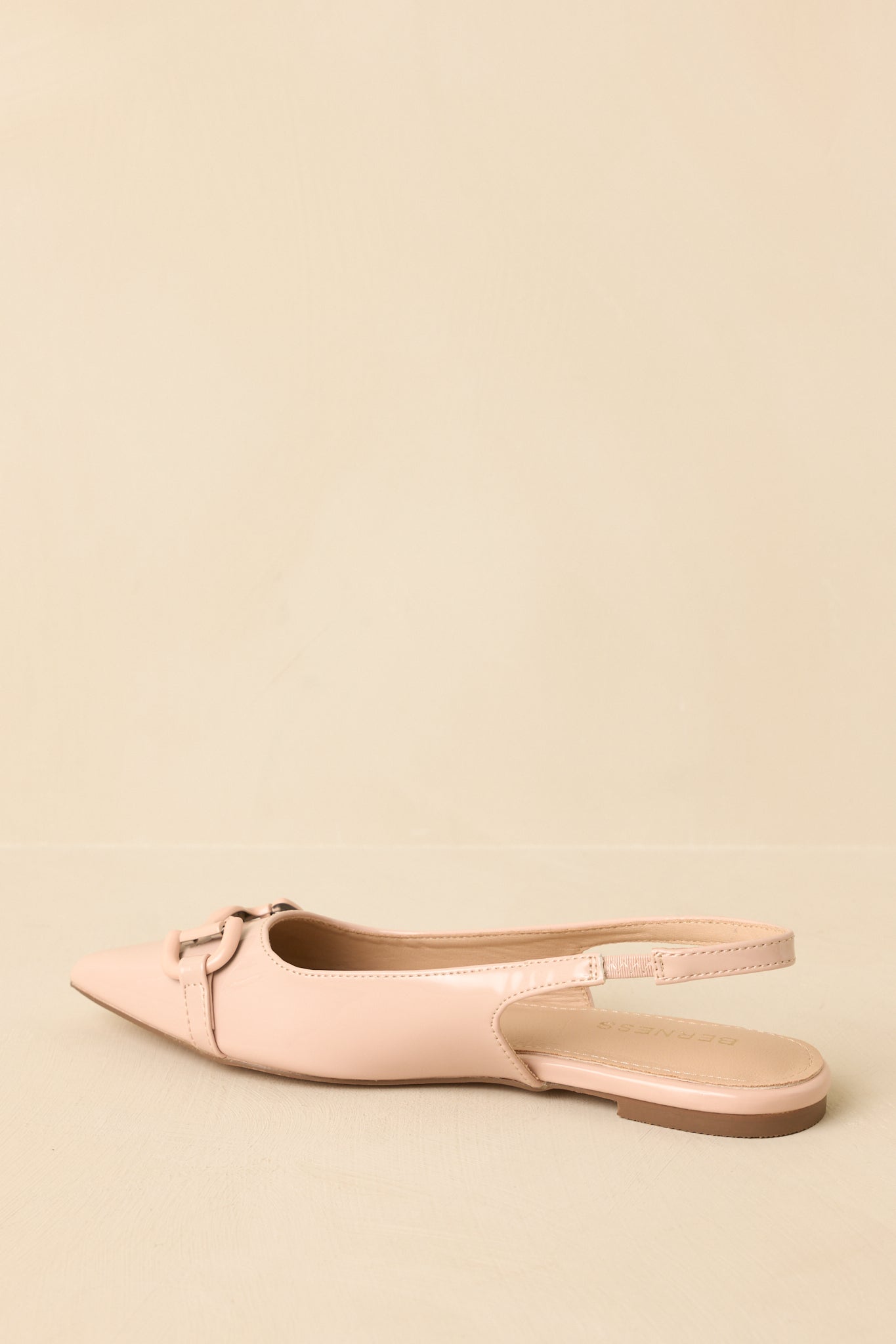 Women's As It Stands Light Beige Patent Pointed Toe Slingback Flats | All Man Made Materials 5