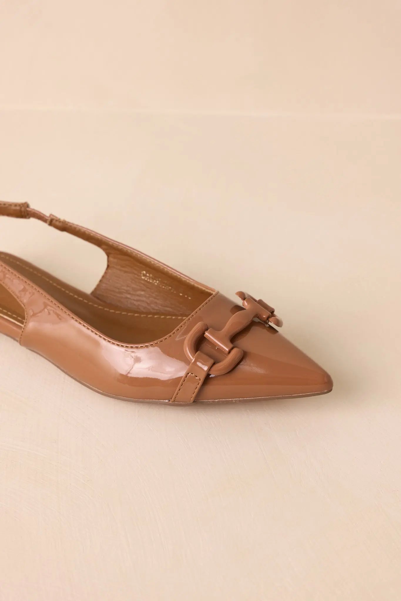 Women's As It Stands Mocha Brown Patent Pointed Toe Slingback Flats | All Man Made Materials 4