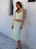 Women's Aspyn Embroidered Midi Skirt Sage Green 0