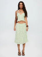 Women's Aspyn Embroidered Midi Skirt Sage Green 6